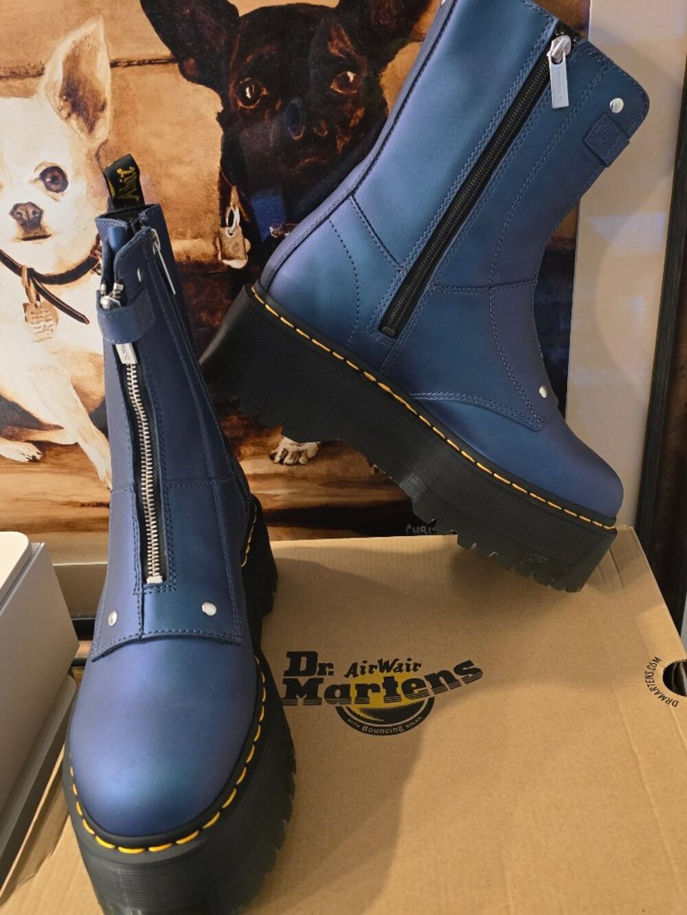 DR MARTENS JETTA HI MAX METALLIC BLUE PLATFORM BOOTS MEN'S SZ 10 US 30981436 NEW